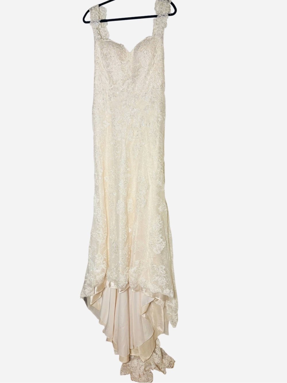 Cocomelody Lace Wedding Dress Sweetheart Illusion Back Layered A-Line Train - Picture 2 of 12